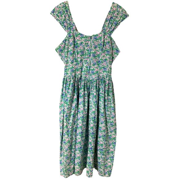 Vintage Dresses & Skirts - Vintage Praire Cottagecore Floral Cotton Sleeveless Fit & Flare Midi Dress XL